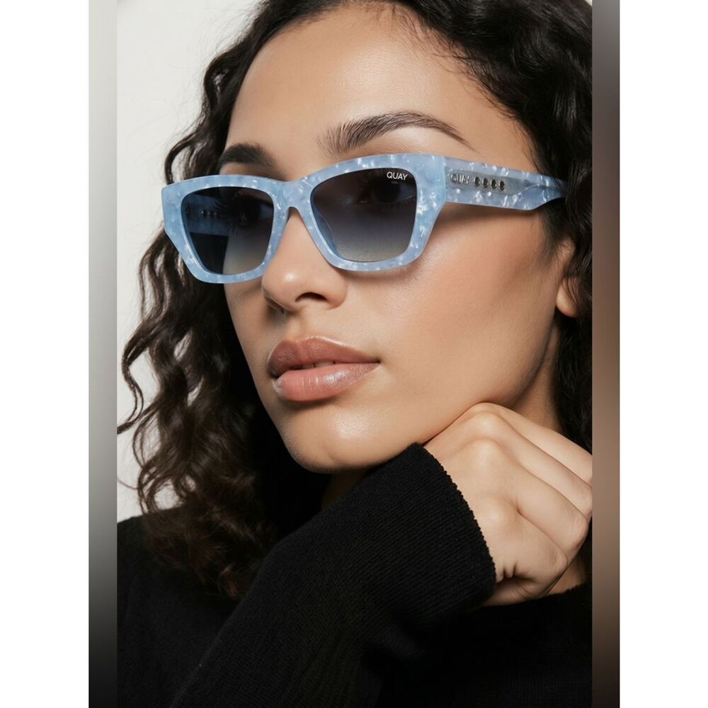 QUAYWomen’s Sunglasses “No Apologies” Arctic Tort Frames/Navy Lens - Limited Ed.